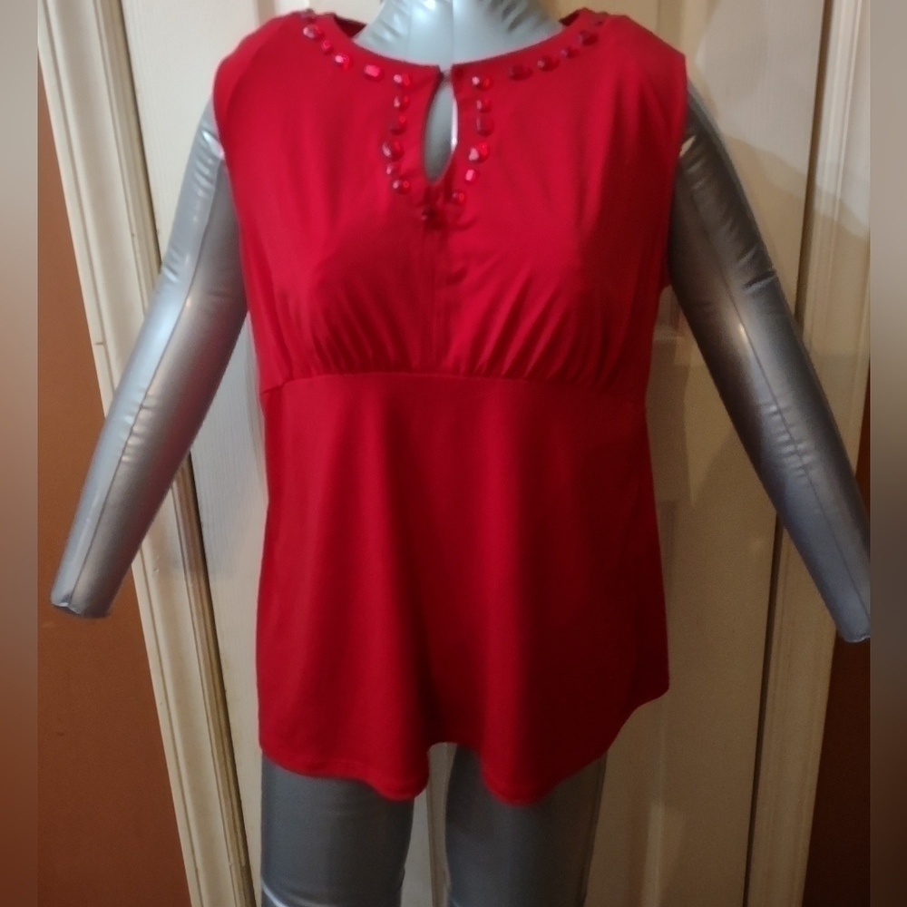 Red George Woman Size Large Sleeveless Blouse Business Apparel Shirt Top